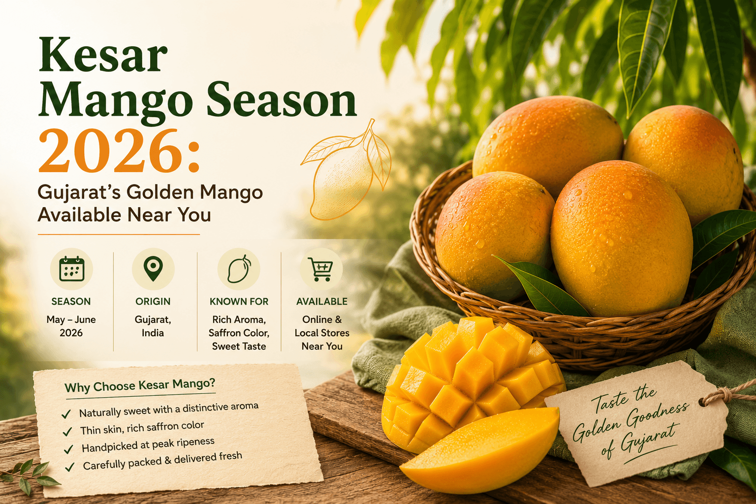 Kesar Mango Season 2026: Gujarat's Golden Mango Available Near You