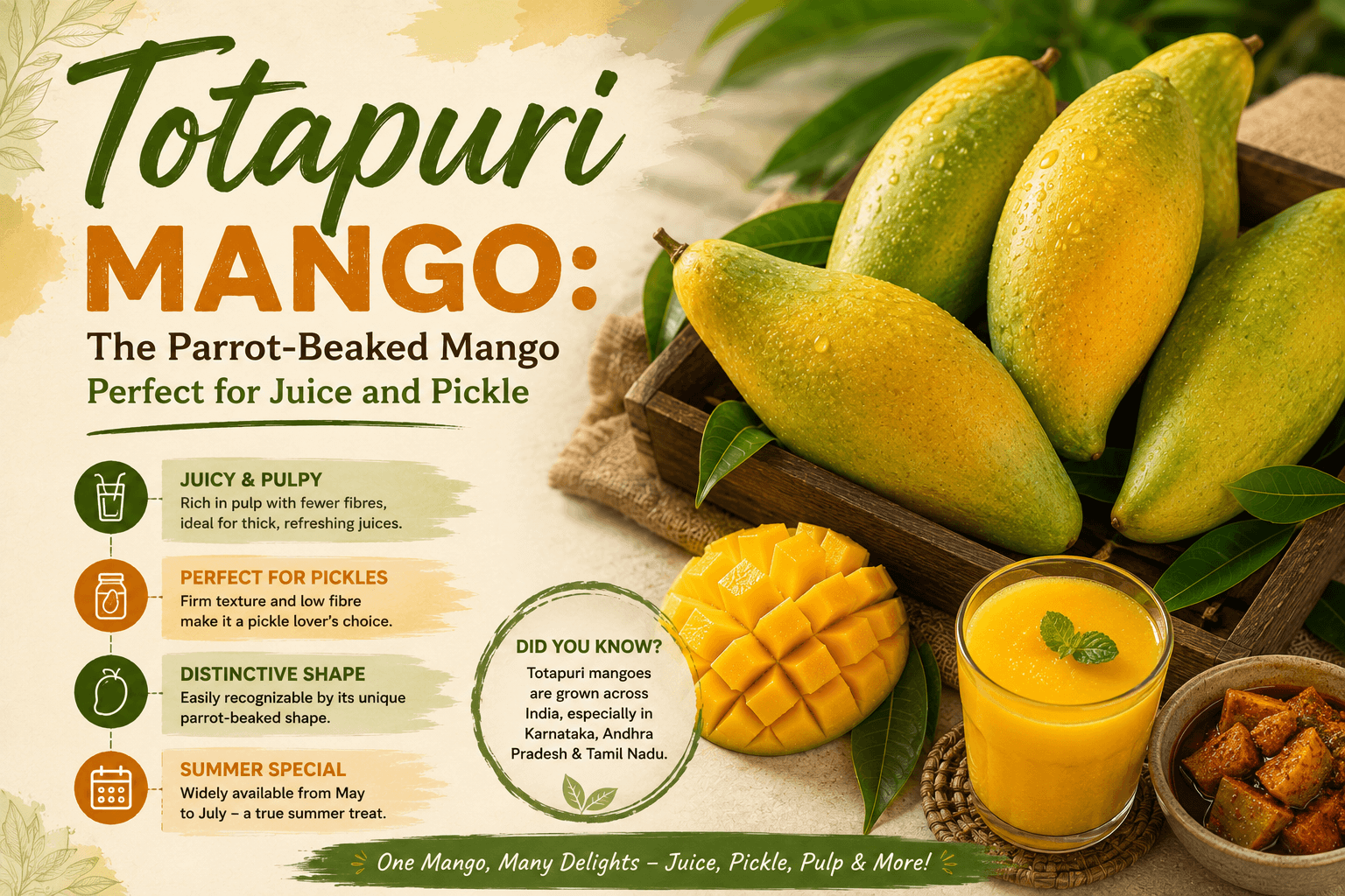 Totapuri Mango: The Parrot-Beaked Mango Perfect for Juice and Pickle