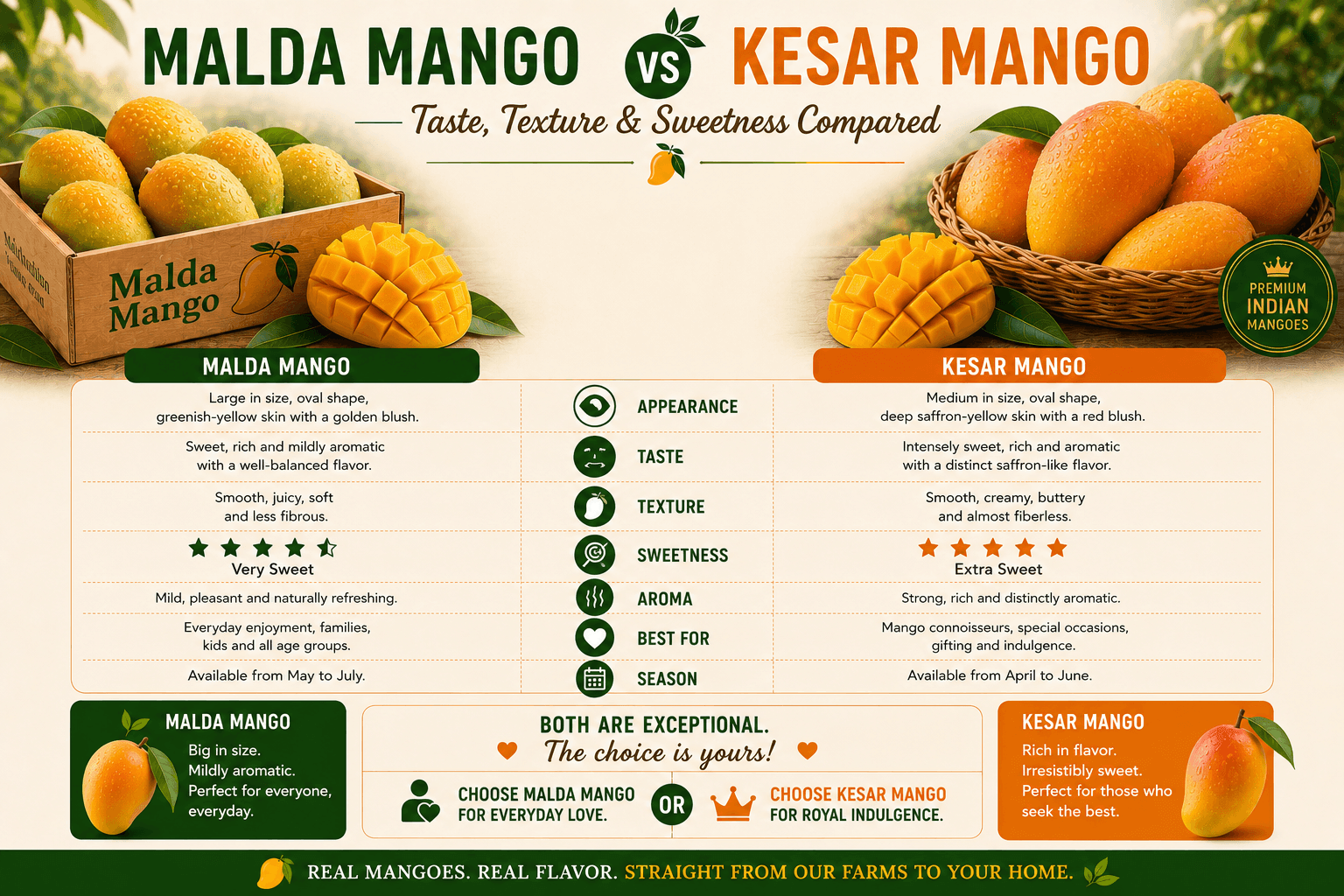Malda Mango vs Kesar Mango: Taste, Texture & Sweetness Compared